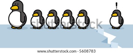 Penguins In A Row Stock Vector Illustration 5608783 : Shutterstock