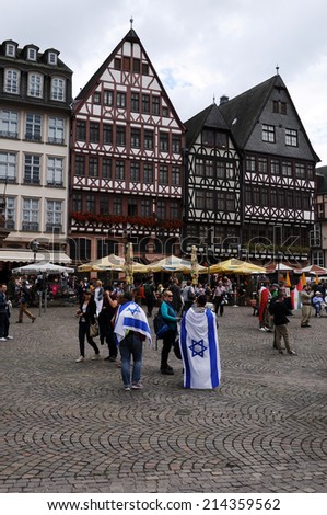 FRANKFURT, GERMANY - AUGUST 31, Israeli and Kurdish peaceful demonstration for stopping antisemitism and against ISIS on August 31 2014