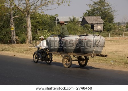 Typical water transportation in Cambodia