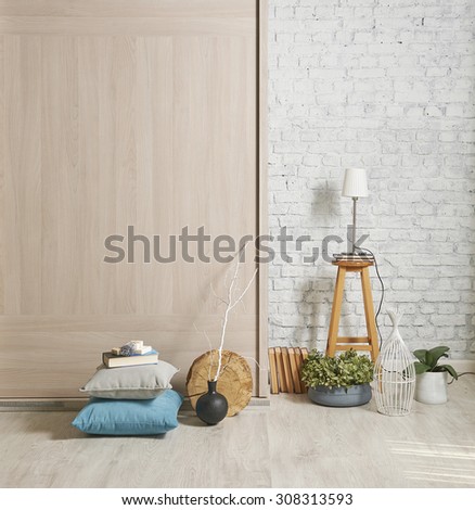 wooden wall decor and pillow
