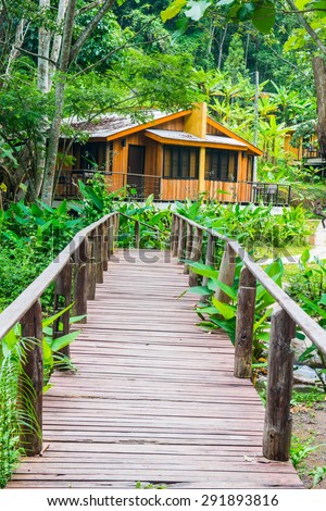 Forest and holiday homes in country, Thailand.