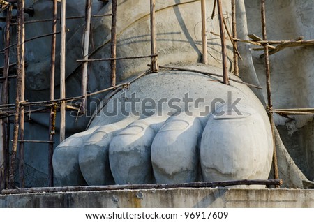 Big foot of ganesha statue under construction, Thailand.