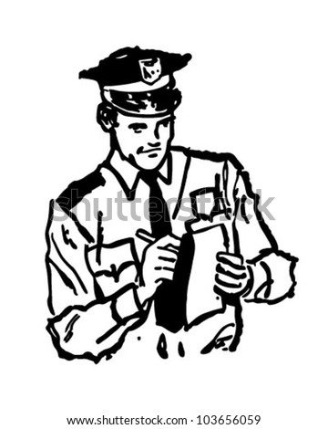 Policeman Writing Ticket - Retro Clipart Illustration - 103656059 ...