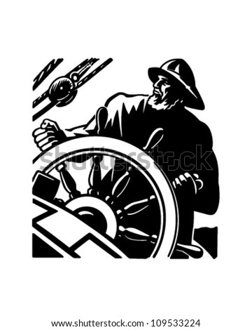 Sailor At The Helm 2 - Retro Clipart Illustration - 109533224 ...