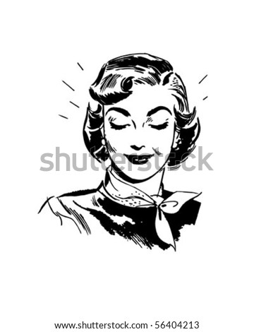 Beaming Woman - Retro Clip Art