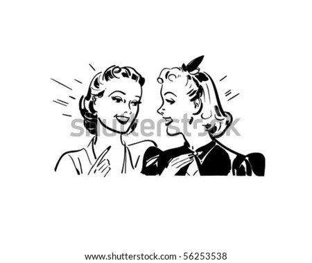 Girl Talk - Retro Clip Art Stock Vector Illustration 56253538 ...