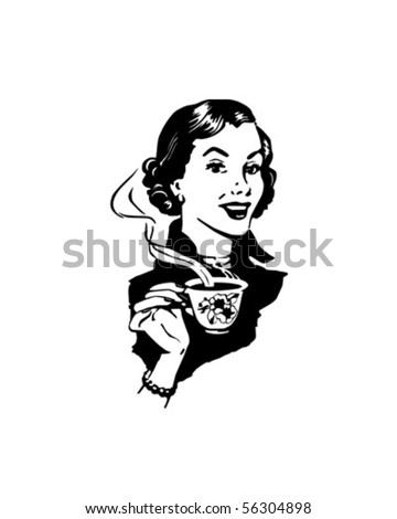 Coffee Lady - Retro Clip Art Stock Vector Illustration 56304898 ...