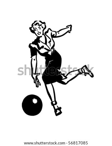 Lady Bowler - Retro Clip Art Stock Vector Illustration 56817085 ...