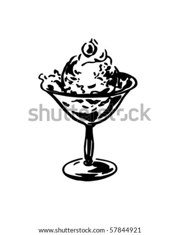 Dish Of Ice Cream - Retro Clip Art