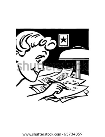 Lady Writing A Letter - Retro Clipart Illustration - 63734359 ...