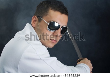 Young man with sword