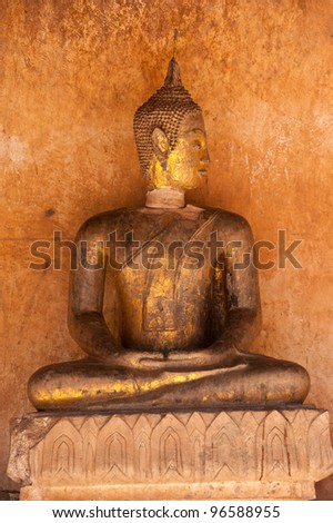 ancient buddha image statue at Wat Khanon temple Ratchaburi province Thailand