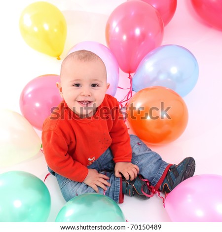 Baby With Balloons Stock Photo 70150489 : Shutterstock