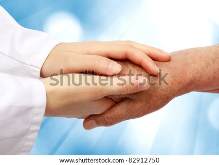 Women hand helping senior patient