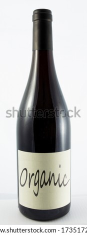 Red Wine Organic. Wine bottle with the word \