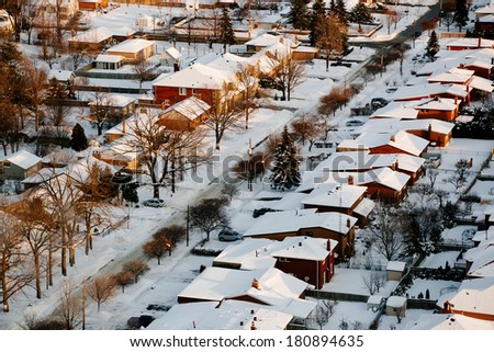 Suburban Snow. A snow covered suburban neighborhood in Mississauga, Canada.