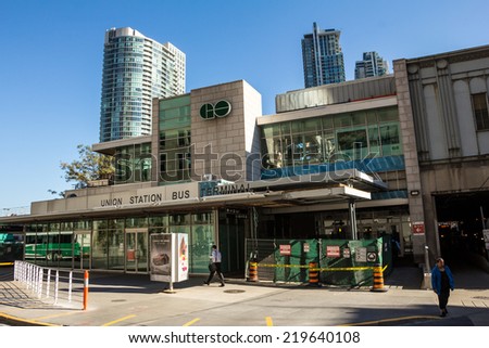 TORONTO - SEPTEMBER 24, 2014: The Union Station Bus Terminal in Toronto, Canada on a sunny day.