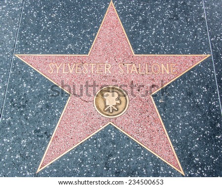 HOLLYWOOD - NOV 11, 2014: Sylvester Stallone star on the Hollywood Walk of Fame along Hollywood Blvd in downtown Hollywood, California.
