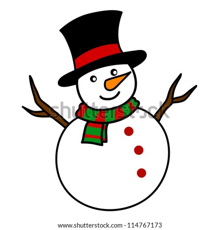 Christmas Snowman Hand Writing Cartoon. Stock Vector Illustration ...