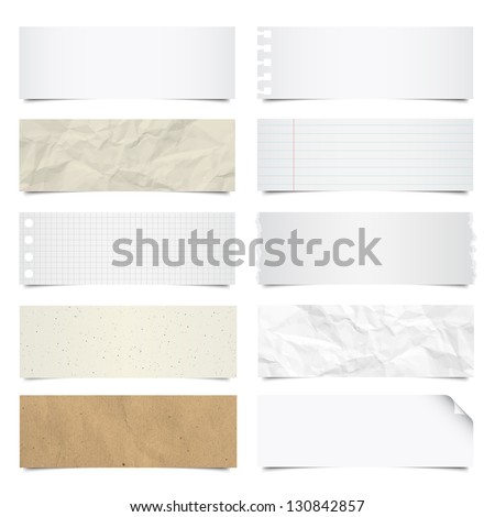 Collection of note papers background ,Illustration eps 10