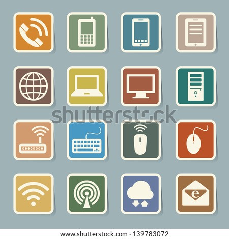 Icon set of mobile devices , computer and network connections ,Illustration eps 10