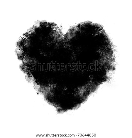 Black Watercolor Painted Heart On White Background Stock Photo 70644850 ...