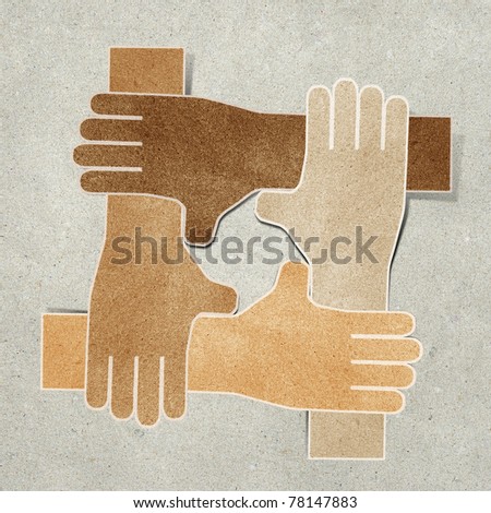 hand recycled paper craft stick on paper background
