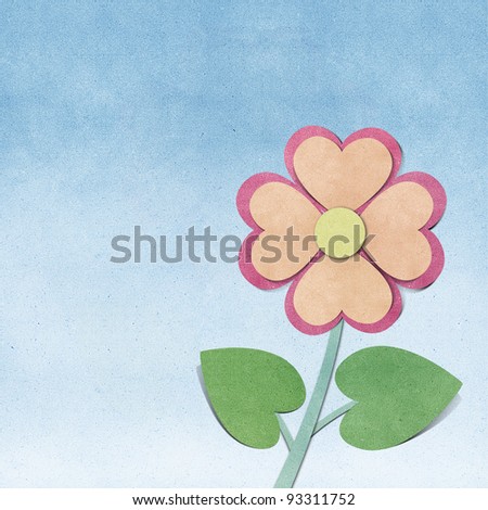 Flower and sky  recycled  paper craft  background