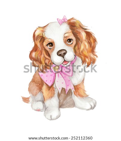 watercolor  illustration of the terrier puppy