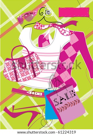 fashion sale Art  illustration of a fashion clothing and accessories on the creative  background