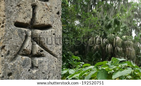 Chinese markings on stone tablet with background
