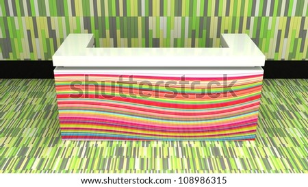 colorful reception counter