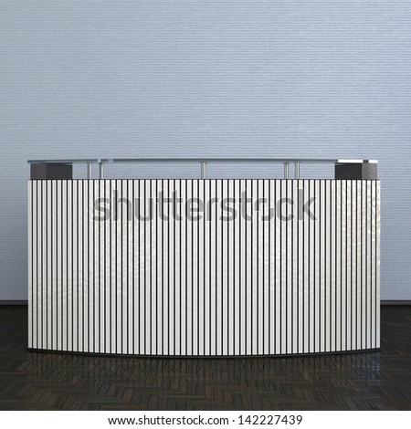 reception counter made of vertical panels in abstract interior