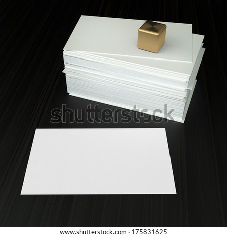 blank white visit cards on dark wooden background