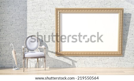 rich ornate golden frame with place for image in vintage interior