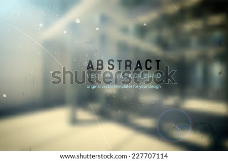 vector industrial background with blurred concrete building exterior and rich lights