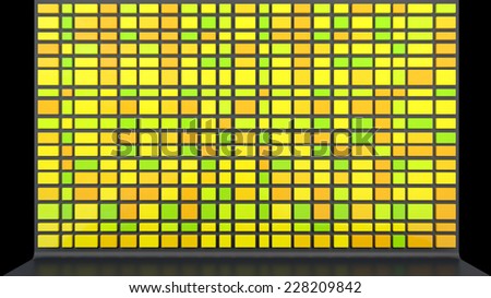 abstract architectural background with empty wall made of glossy plastic yellow panels