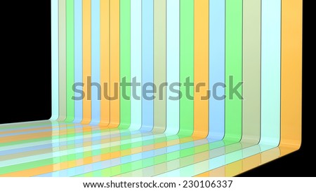 abstract architectural background made of glossy panels in stylish colors