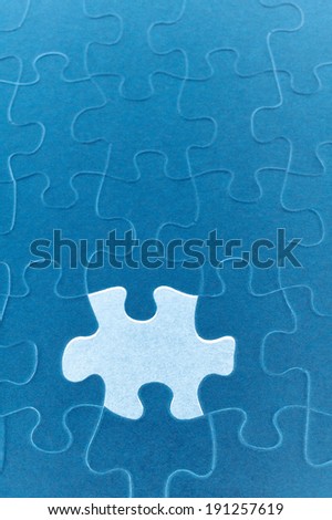 Puzzle missing a piece with copy space