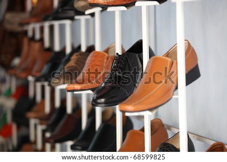 Leather shoes at a tailor shop