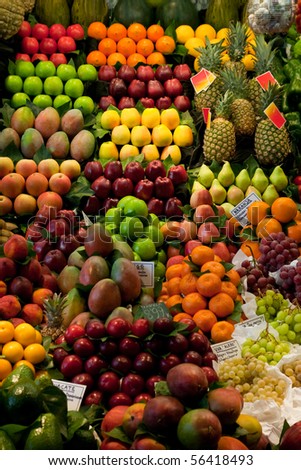 Fresh fruit and vegetables at a market stall