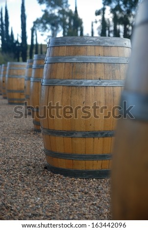 barrels of wine in Hunter valley