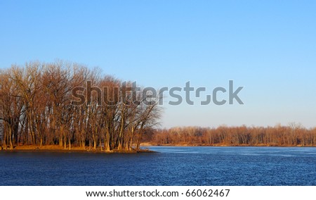Fall river scene over the Mississippi river Iowa