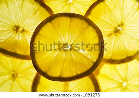 Back-lit translucent lemon slices