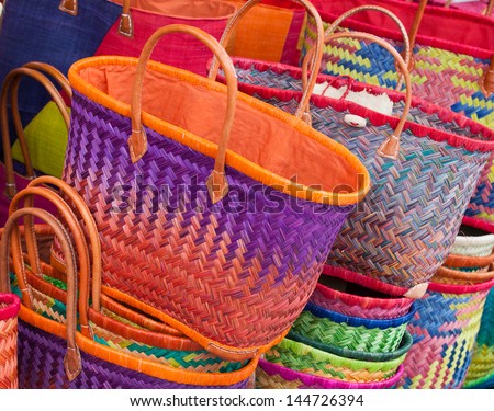 colorful woven market bags