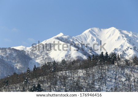 snow covered mountain in Takayama japan