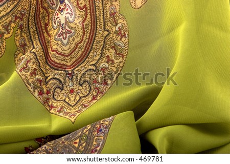 green printed silk scarf
