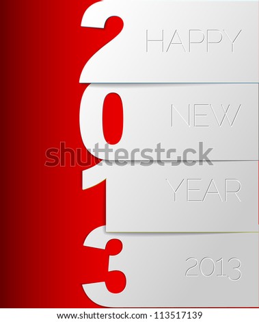 red and white Happy New Year 2013 vector card