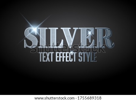 Silver  text effect template with sparkles on a dark background