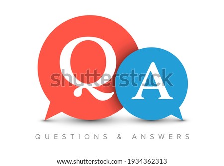 Question and Answers concept illustration template with big circle speech bubbles with QA letters - qustions and answers section icon, header image